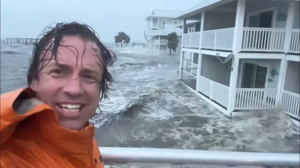 IDALIA MEGA STORM SURGE with Hurricane hammering Cedar Key, Florida