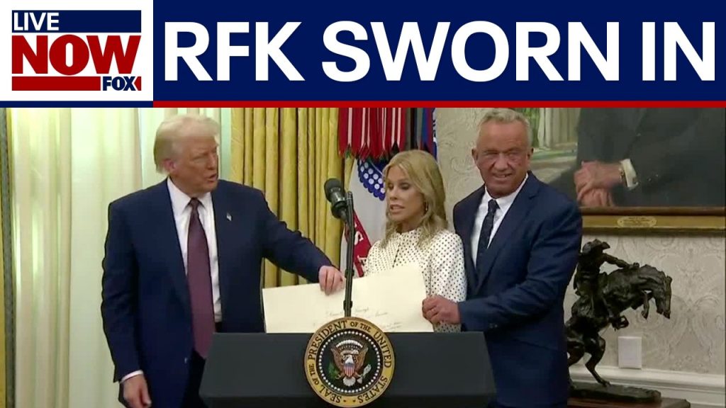 WATCH: RFK Jr w/ wife Cheryl Hines & President Trump in Oval Office swearing in