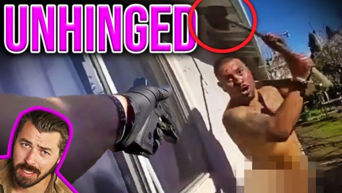 No Pants Shovel Man Goes After Cop!